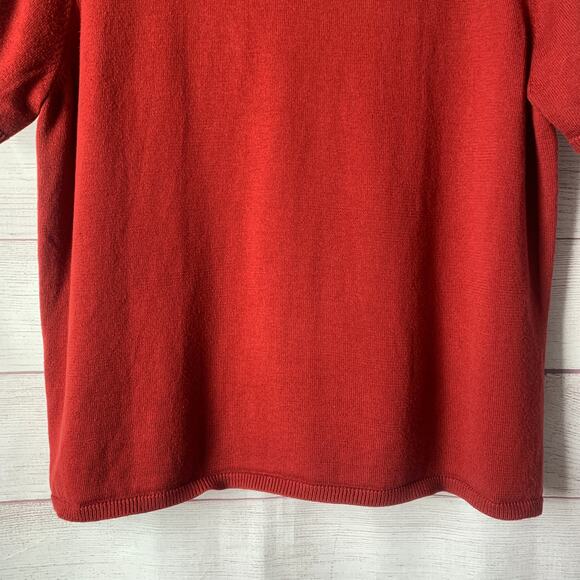 Koret Red Short Sleeve Sweater Blouse Mock Neck Partial Back Texture Front XL - Picture 8 of 15